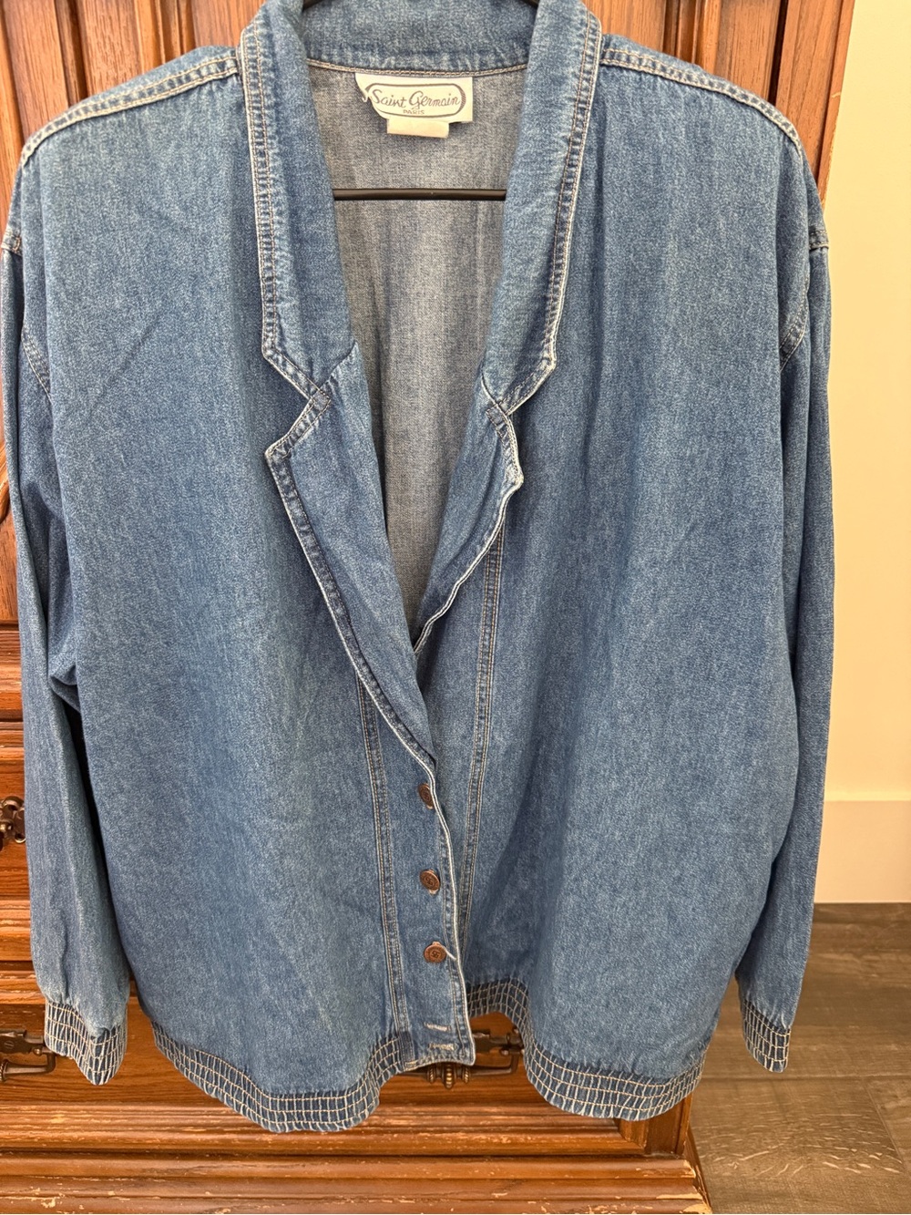 Vintage 1980’s- Saint Germain- Medium Wash Denim Button-Up Jacket